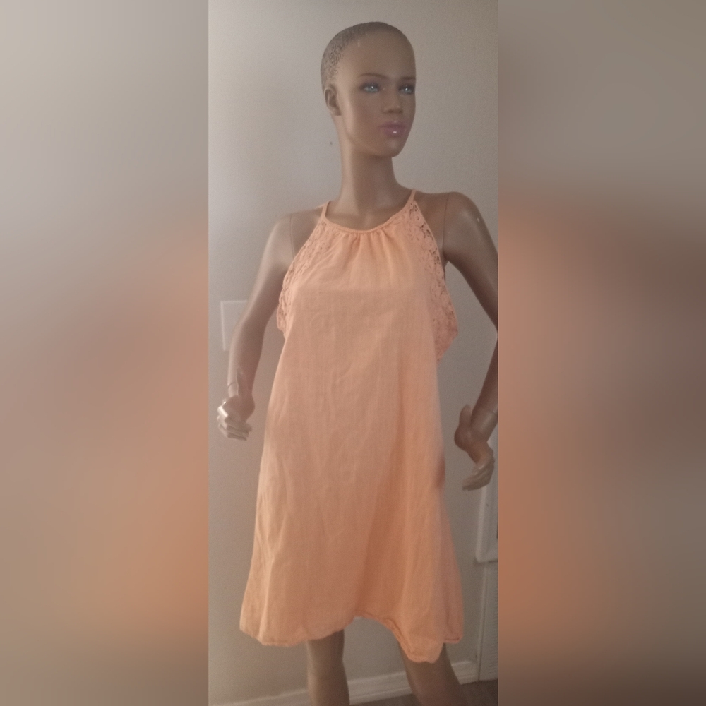Casual Orange Sleeveless Dress